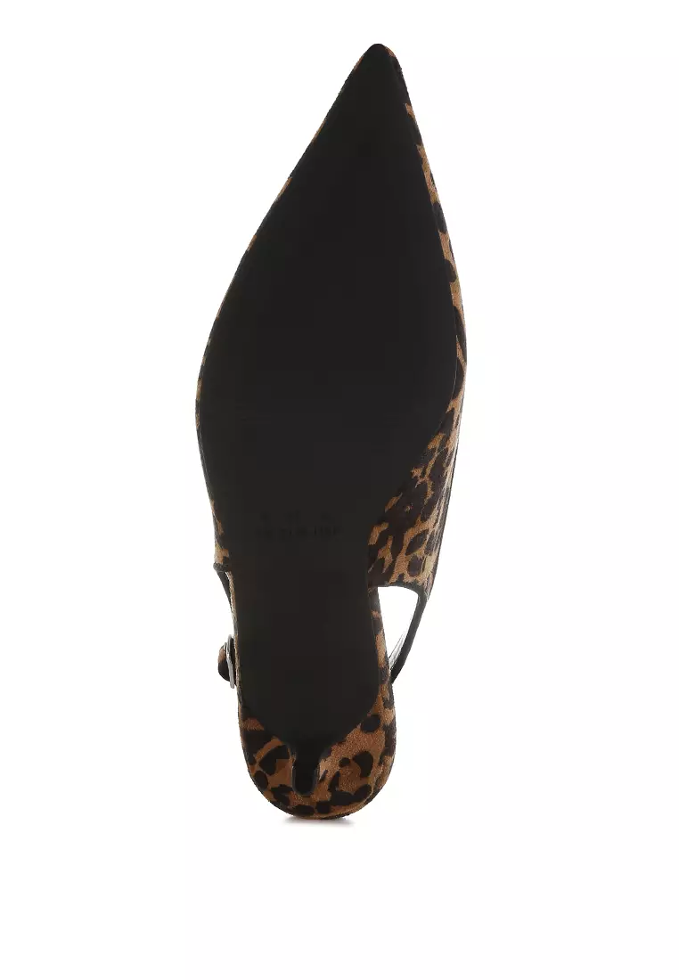 Leopard Print Kitten Heel Sandals in Multi