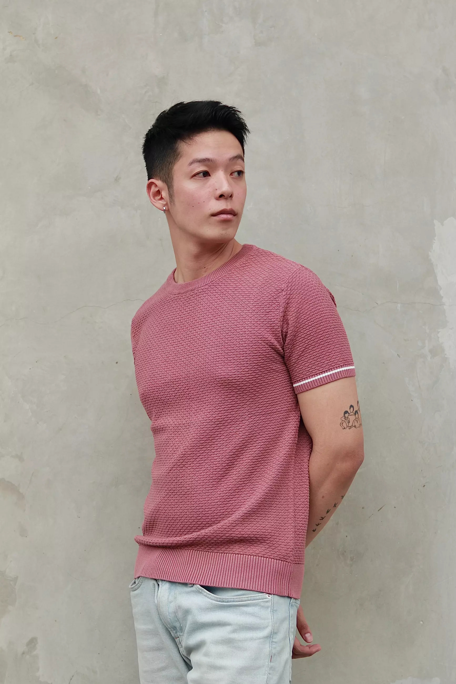 Kale Smith Dusty Pink / Atasan Kaos Pria / Baju Kaos Pria / Kaos Basic Pria / Kaos Rajut