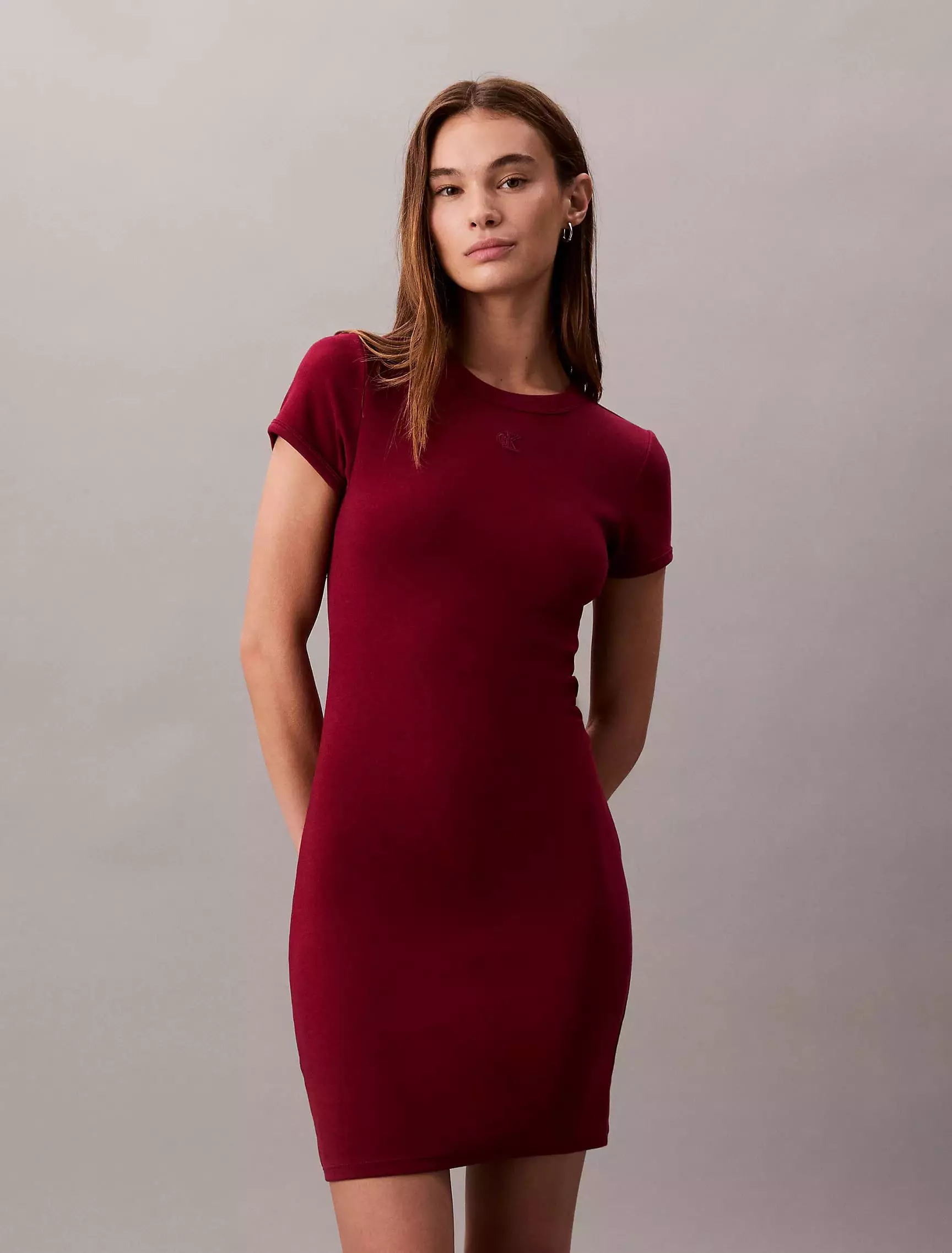 Calvin Klein - Cotton Contour Rib Monogram Mini Dress