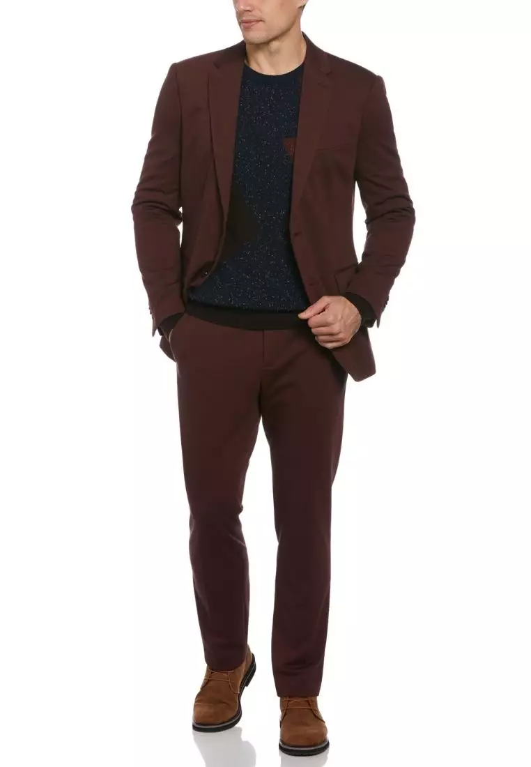 Textured Knit Solid Suit Jacket