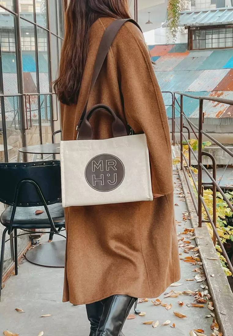 MONO LE BLANC V Canvas Vegan Leather Crossbody Bag Brown