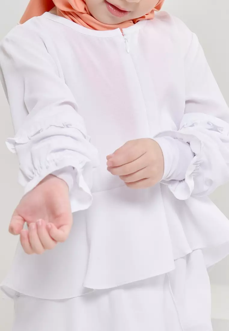 Rabbani - Setelan Baju Anak Perempuan Bani Batuta Khimar Megumi Putih
