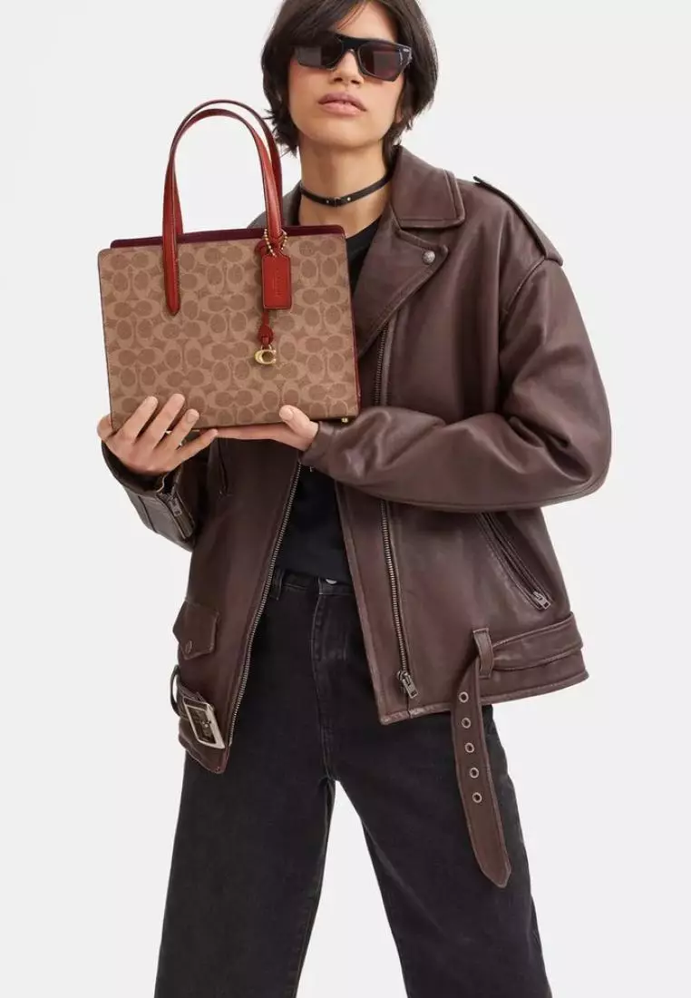 Coach Carter Carryall 28 In Signature Canvas Tan Rust