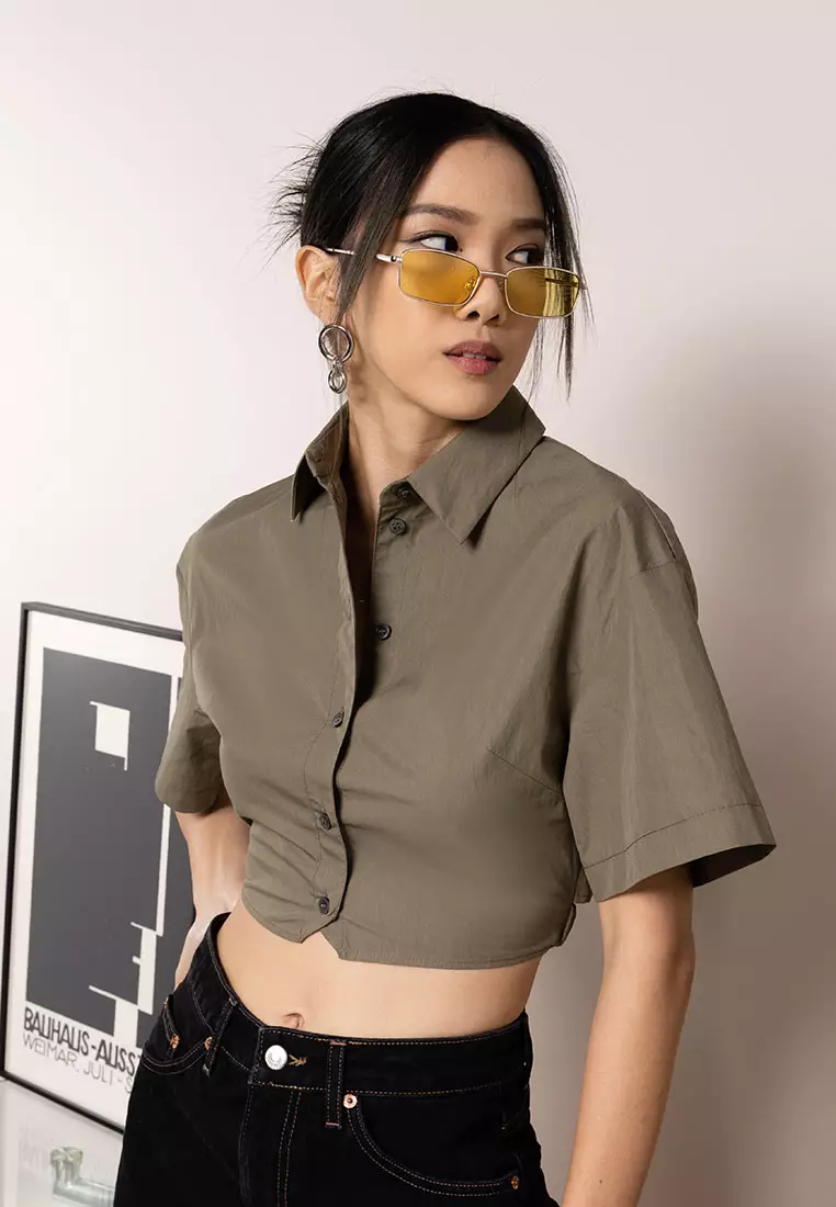 TOPSHOP WS Topshop ruched back crop shirt 2024 Buy TOPSHOP