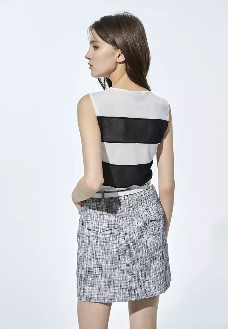 White Mesh Vest With Black Lace