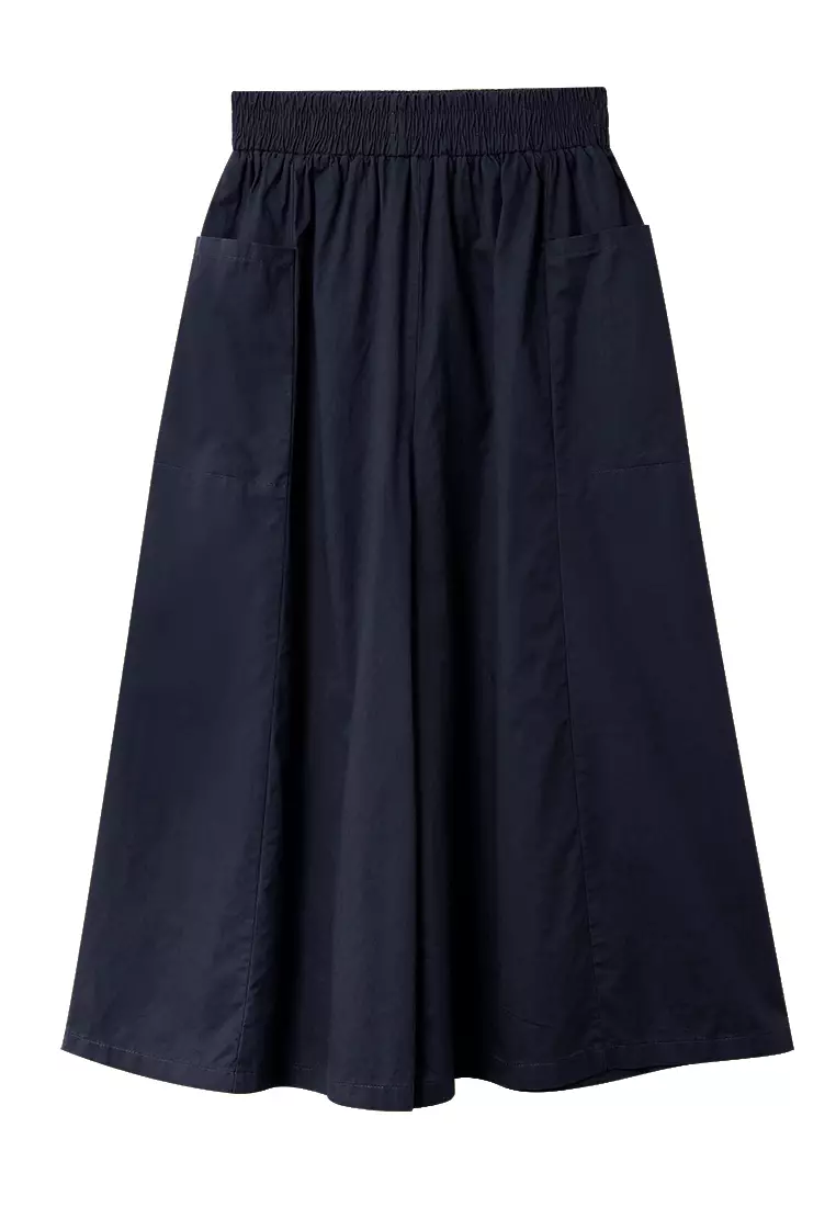 Cotton Elastic Waist Wide-Leg Cropped Trousers [BA3858]