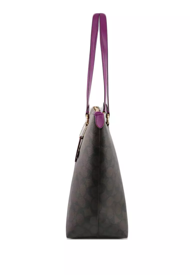 Purple coach clearance tote bag