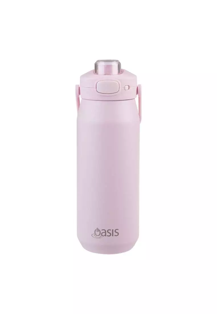 Oasis Ceramic Stainless Steel Triple Wall Capri Quick Release Drink Bottle 750ML - Pink Lemonade