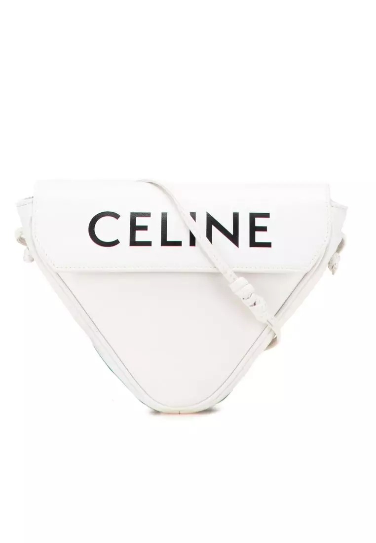 Pre-Loved Celine Smooth Calfskin Logo Triangle Crossbody