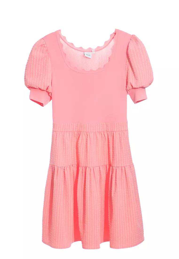 Pink Puff Sleeve Short Dress