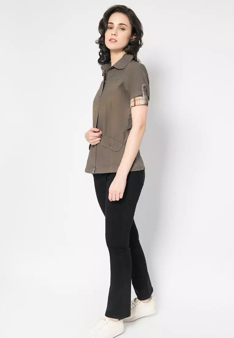 LGS - Slim Fit - Kemeja Wanita - Brown - Motif - LLSH.380.FM789.407.7C