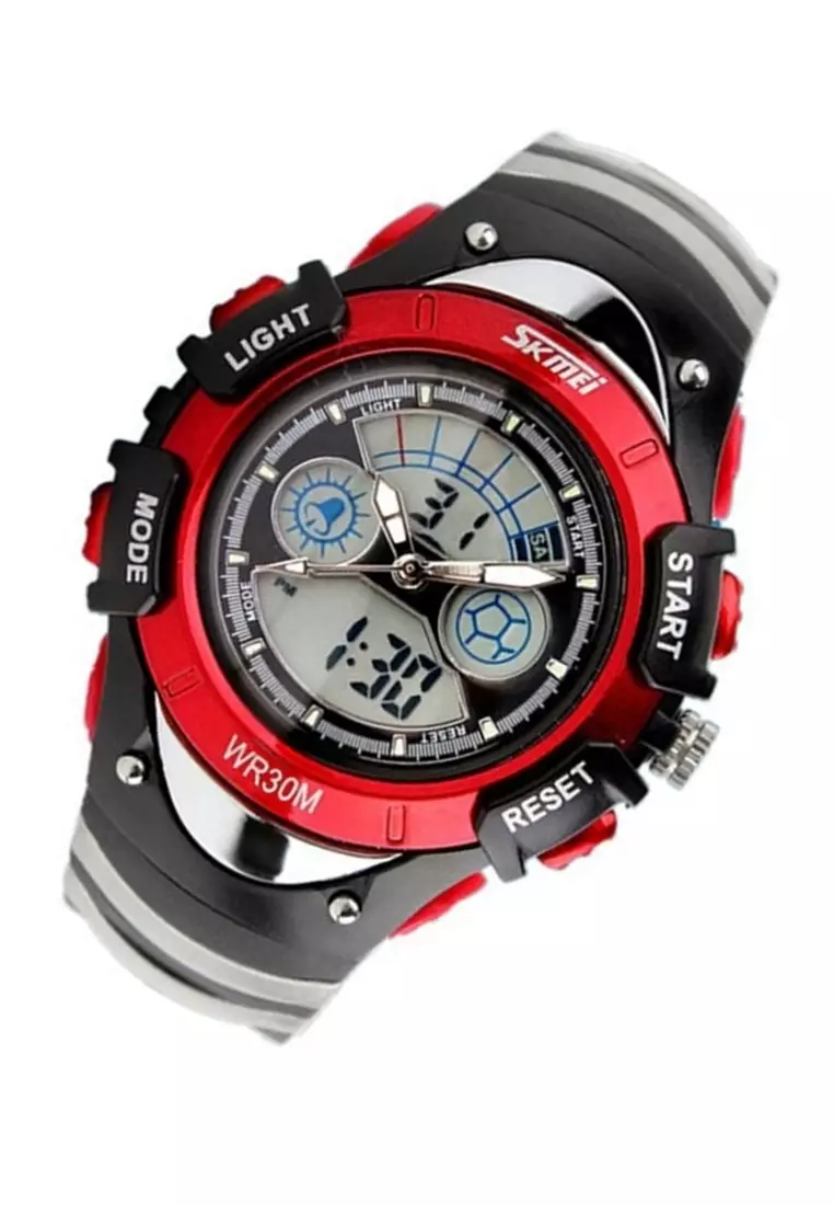 Jam Tangan Sporty Digital Analog Anak Waterproof Strap Tali Material PU AO98 ORIGINAL