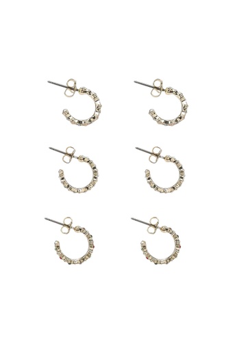 Pieces gold Laja 3-Pack Creol Earrings 33675AC006395CGS_1