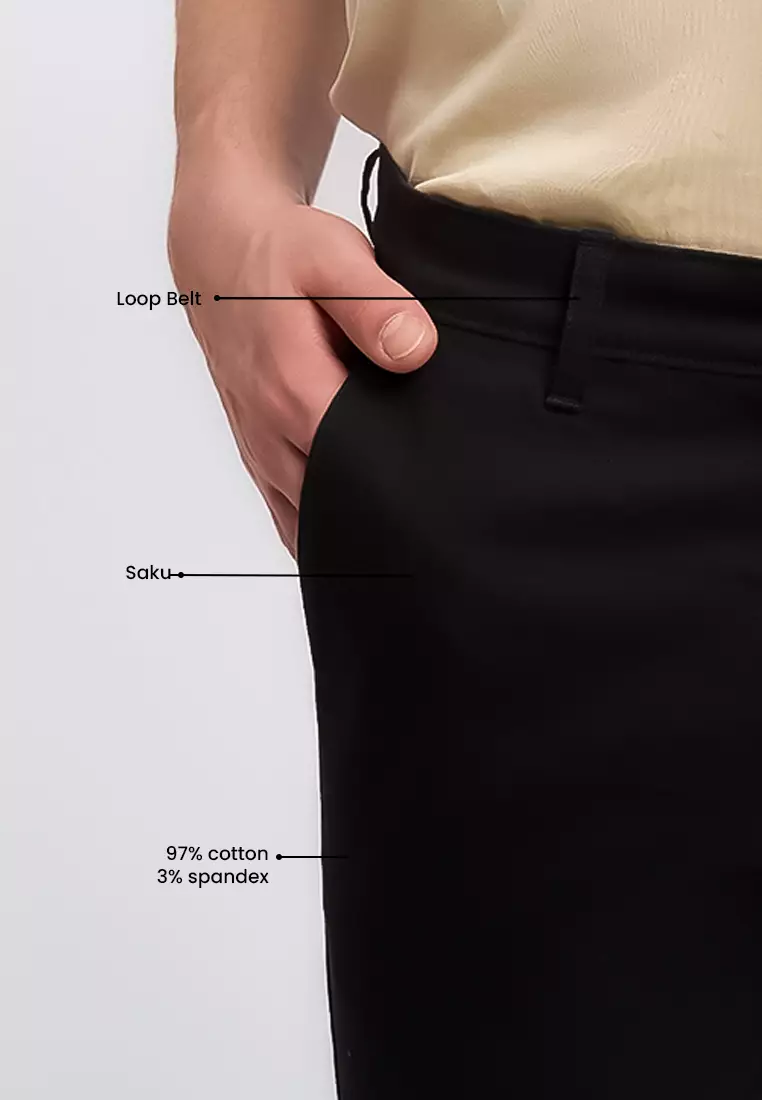 MANZONE - Celana Panjang Pria Chinos Zarco 2 Slim Fit - Black Warna Black