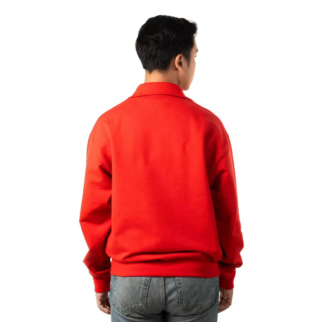 Half Zip Sweatshirt in Cotton - Red