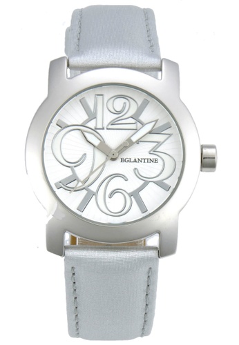 EGLANTINE 銀色 EGLANTINE® Sara 灰色皮革錶帶上的精鋼石英手錶 4F1D4ACE83FDB8GS_1