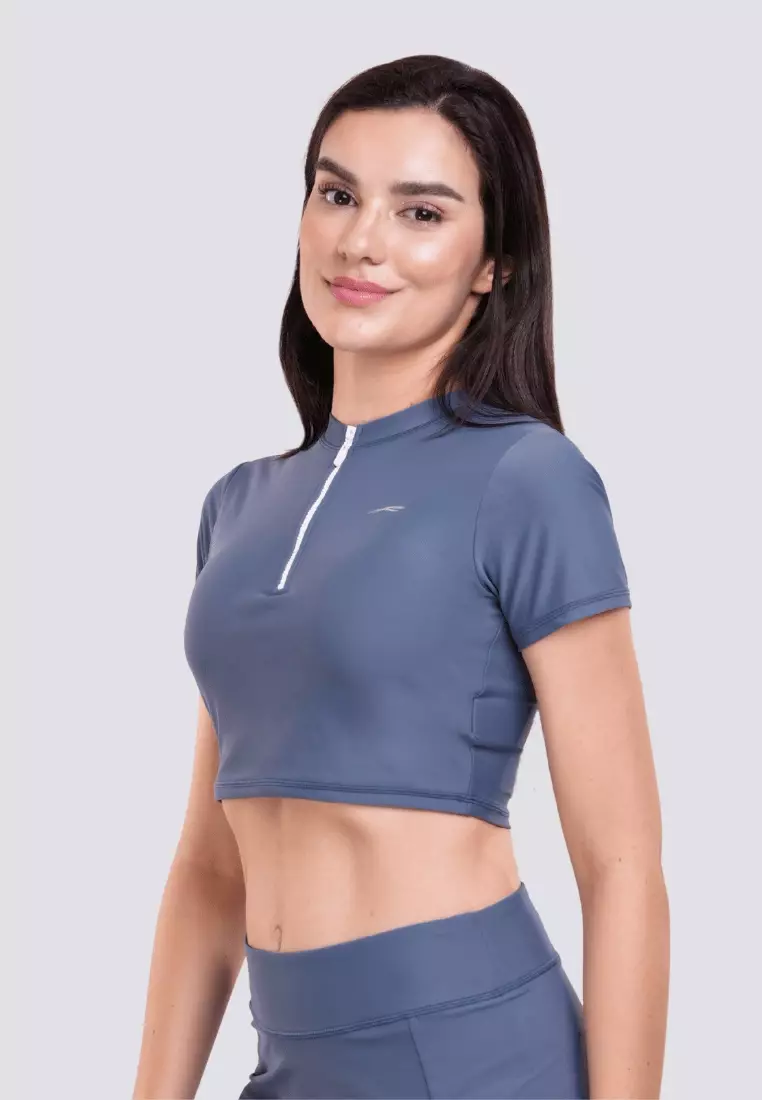 Celestia Muse Cropped Short Sleeved Rashguard with Removable Bra Pads Swimwear for Women
