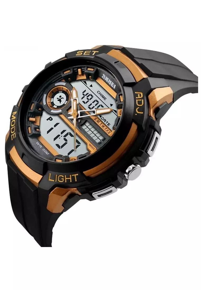 Jam Tangan Kasual Digital Pria LED Waterproof 50m Strap Tali Material Silicone HL07 ORIGINAL