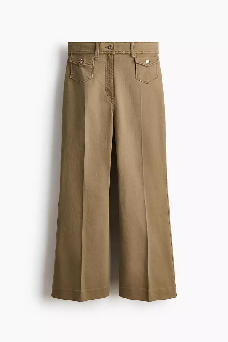 Flared ankle-length trousers