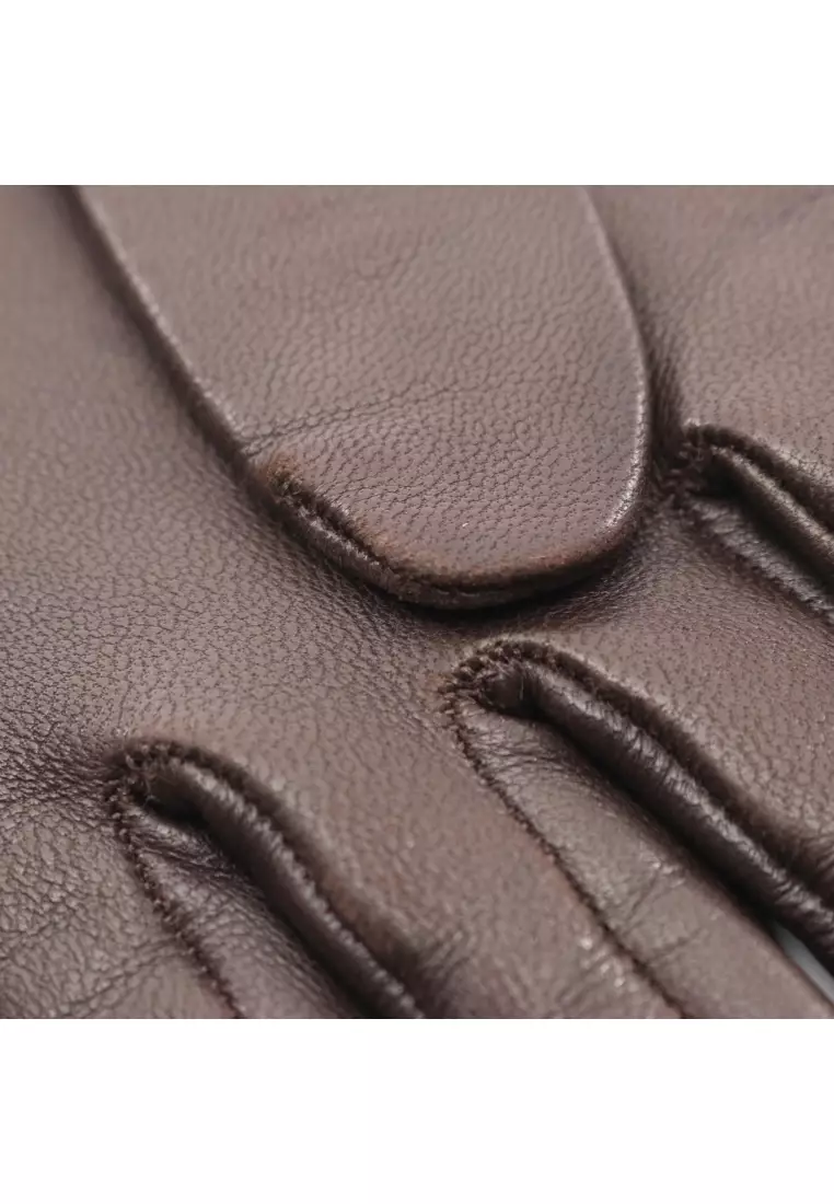 Pre-Loved Hermès H logo gloves glove lambskin Dark brown