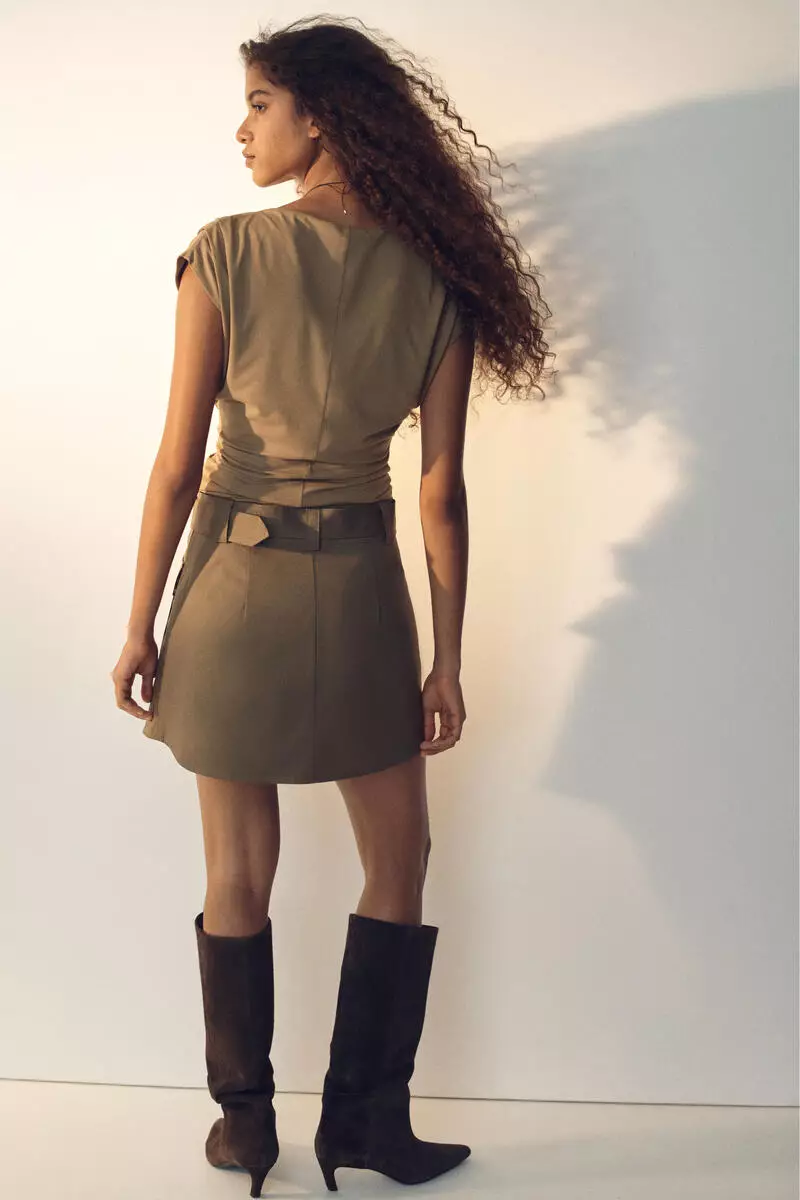 Draped boat-neck top