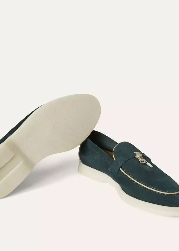 Summer Charms Walk Loafers Suede Goatskin with List Green sz 37