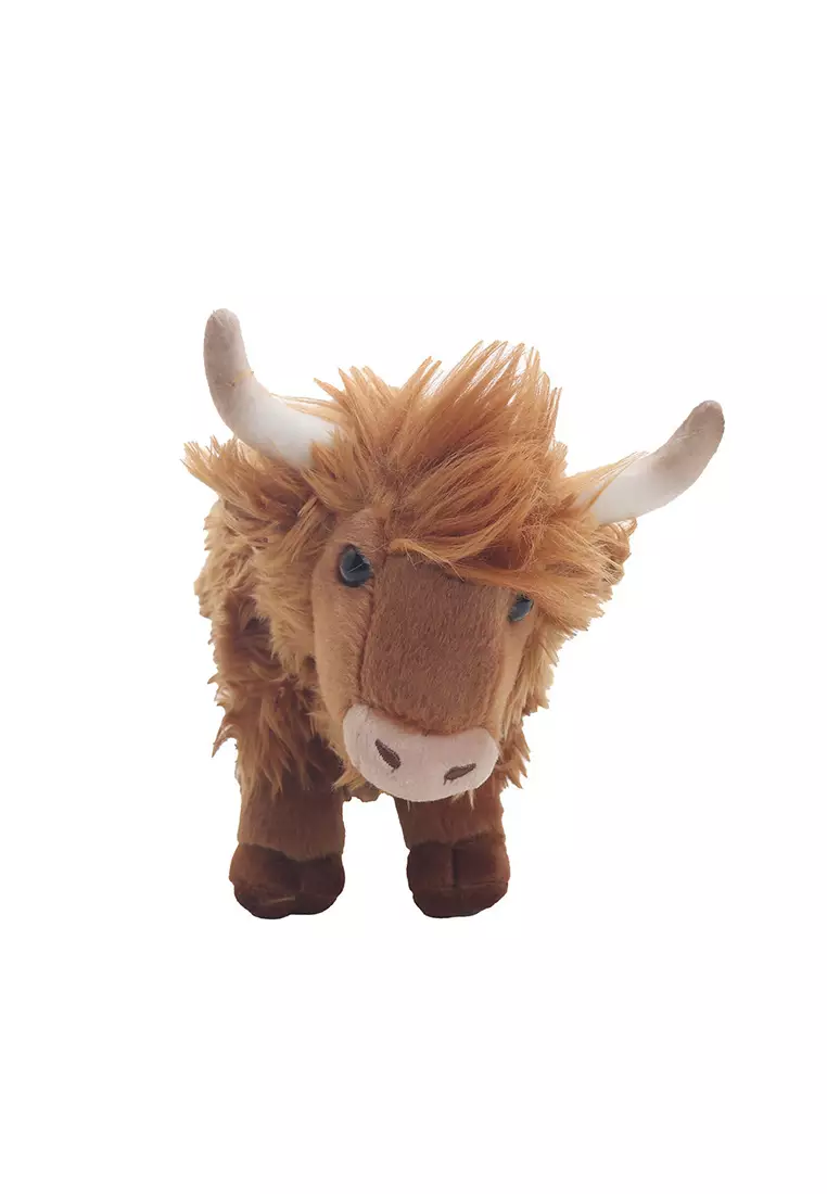 Boneka Binatang Animal Plush Kerbau Buffalo Rambut Panjang Brown Coklat 24x17 cm