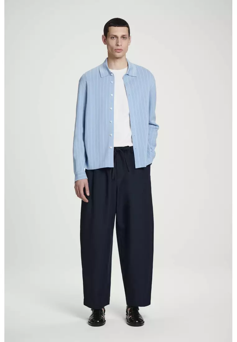 BARREL-LEG DRAWSTRING TROUSERS