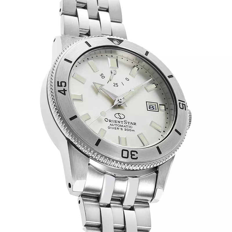Jam Tangan Pria Orient Star RE-AU0502S M42 Olympia Calendar Diver Reissue Silver Dial Metal Strap Limited Edition