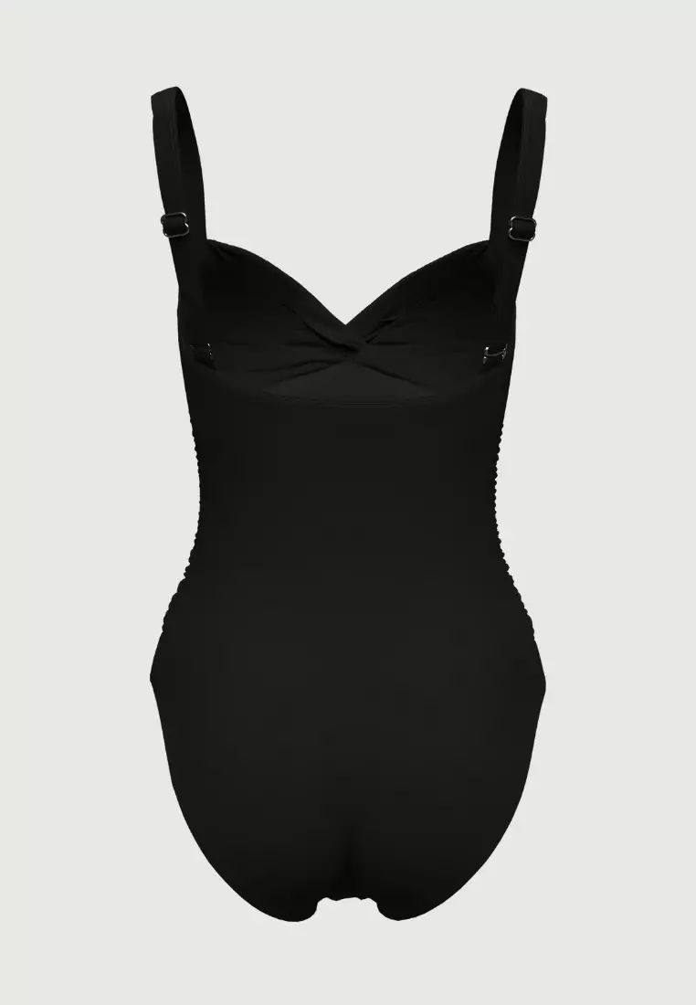 Core Solid Black Plus Cup Cross Front Onepiece