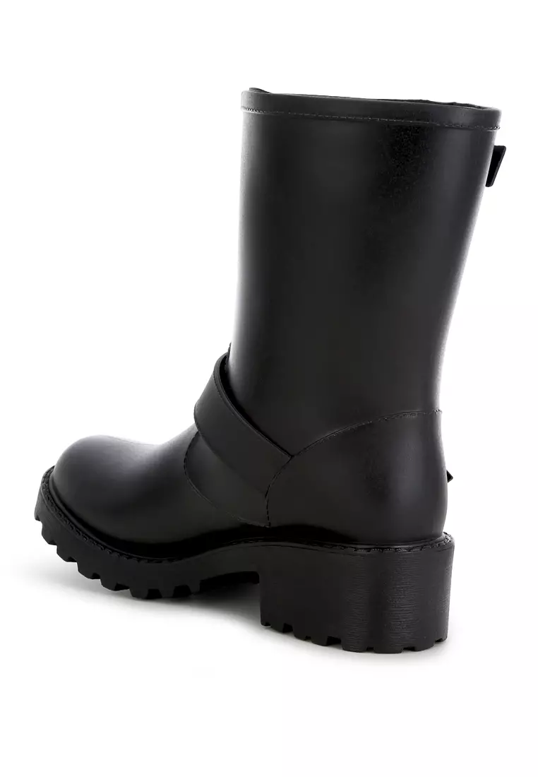 Black Harness Detail Rain Boots