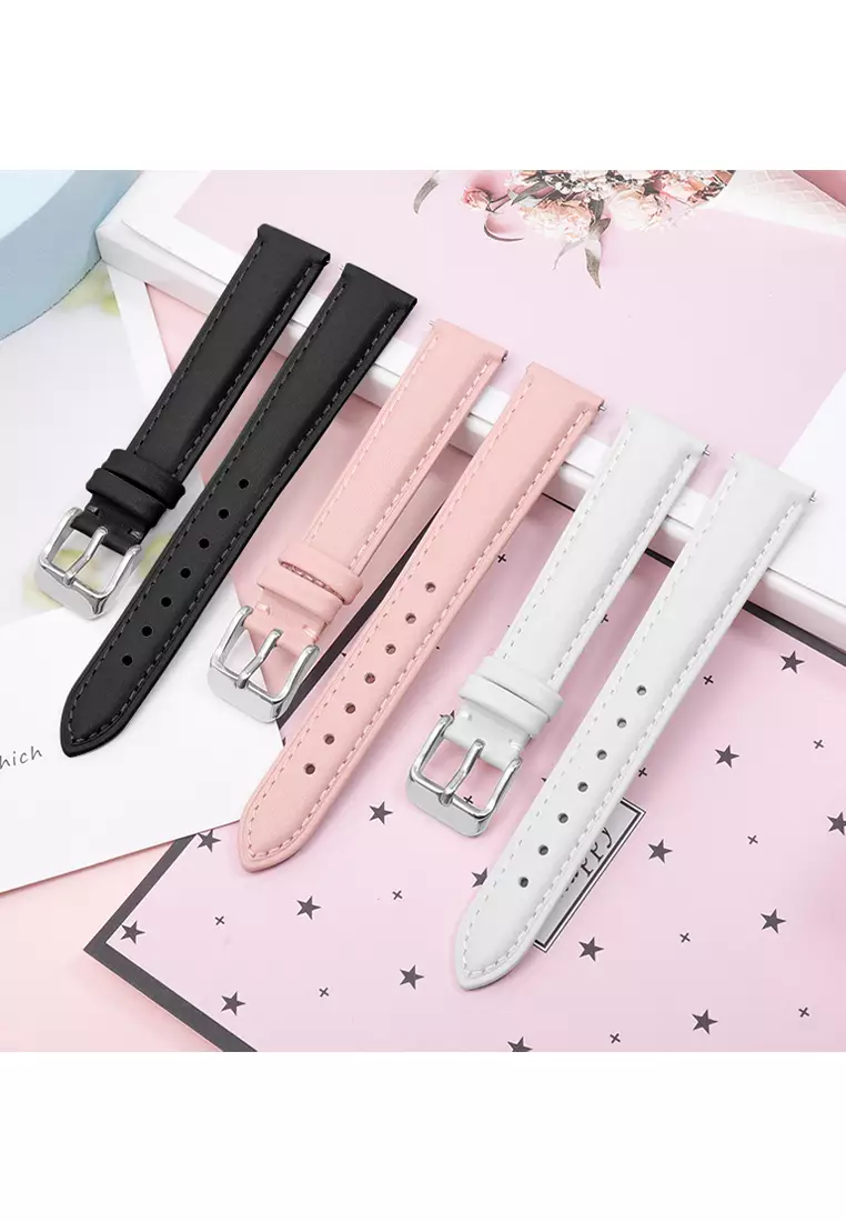 Tali Kulit Wanita Jam Tali Genuine Leather Strap 12mm Hitam