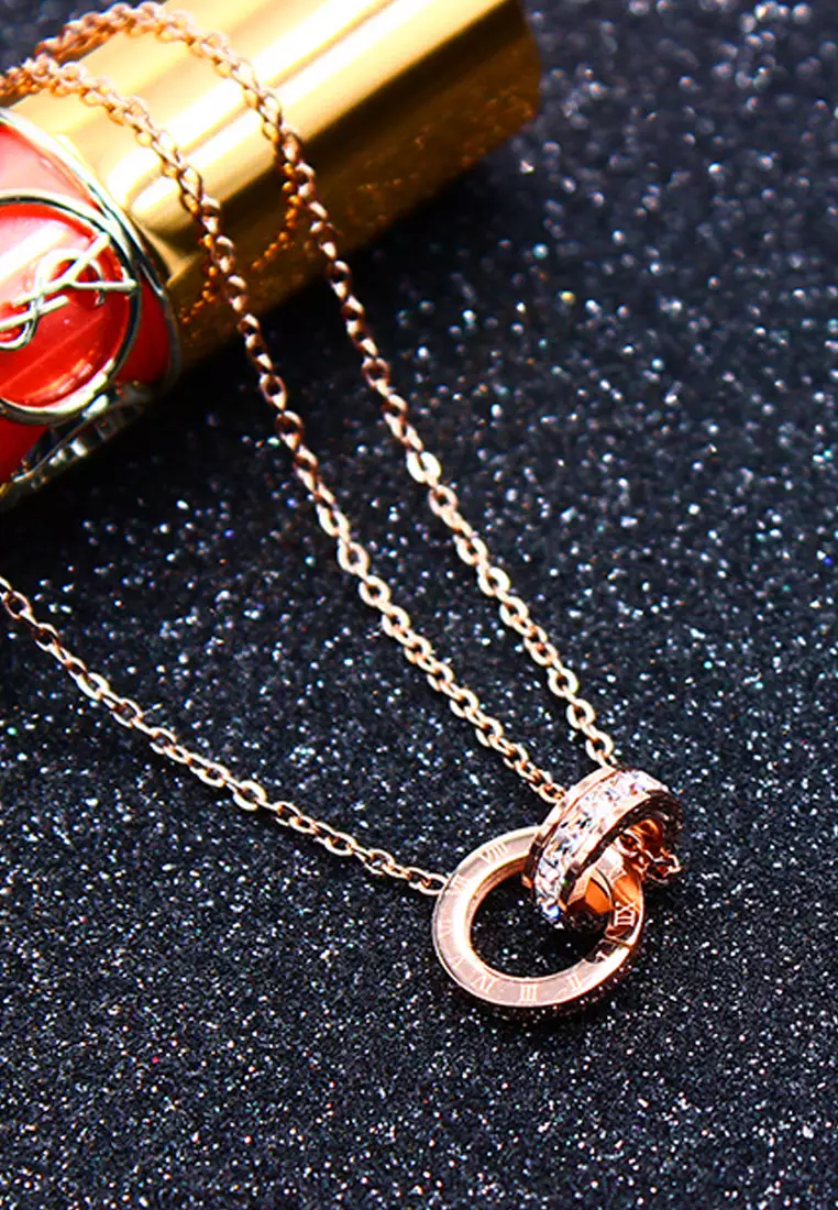 Athena Classic Interlocking Anklet in Rose Gold