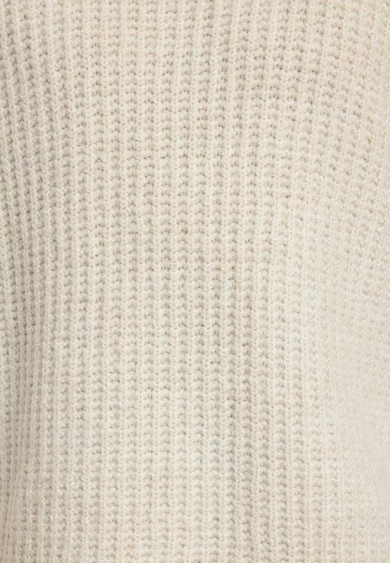 Stone Unisex Oversize Crew Neck Textured Knitwear Sweater TMNAW25KZ00011