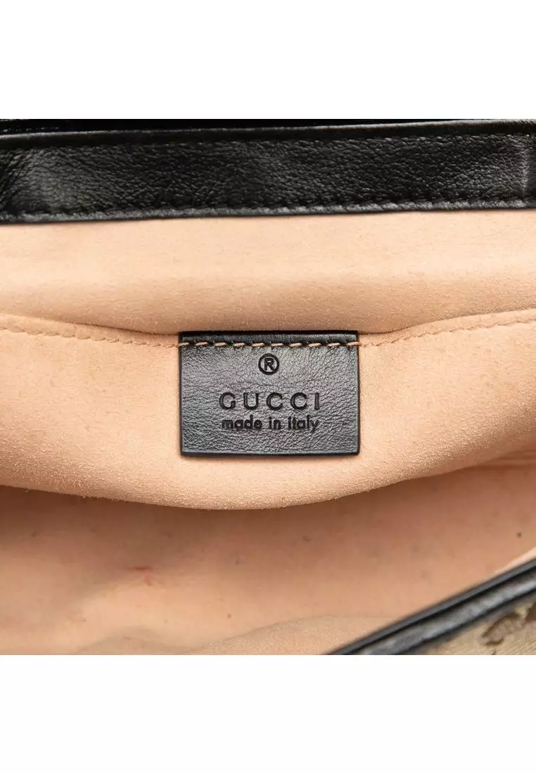 Pre-Loved Gucci Small Gg Marmont Matelasse Diagonal Gg Canvas And Leather Shoulder Bag