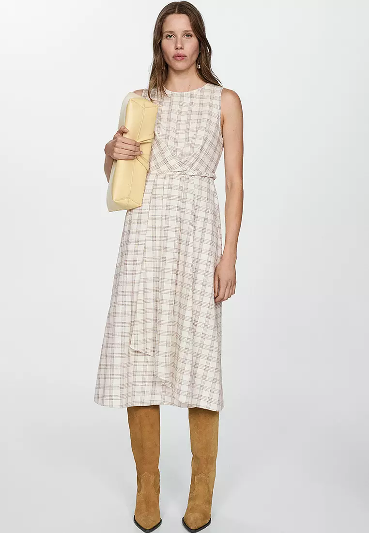 Mango checked cotton dress discount