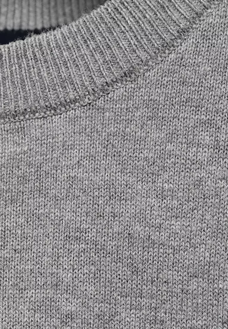 Knitted Sweater With Ribbed Details