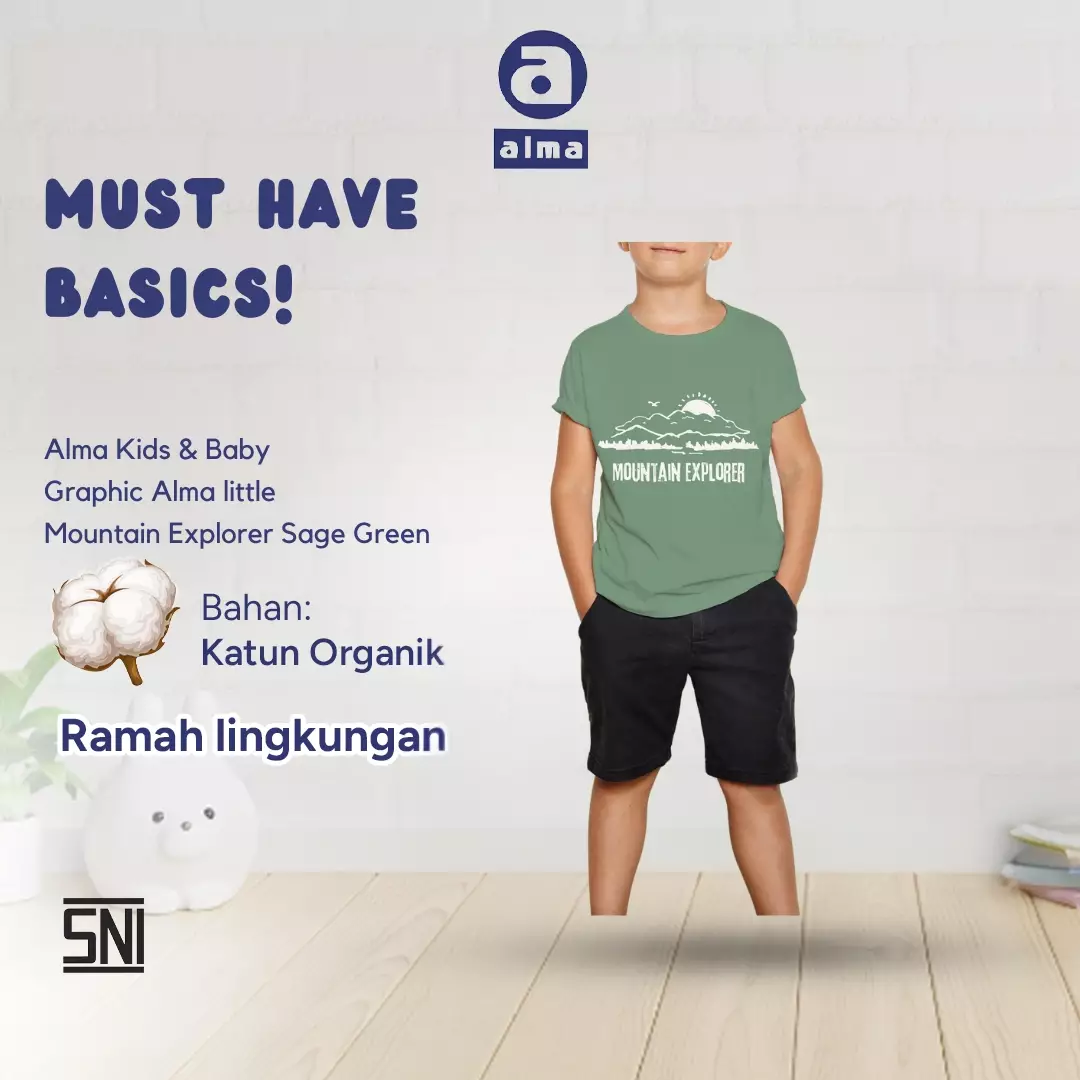 Alma Kids & Baby Graphic Tee Mountain Explorer Sage green