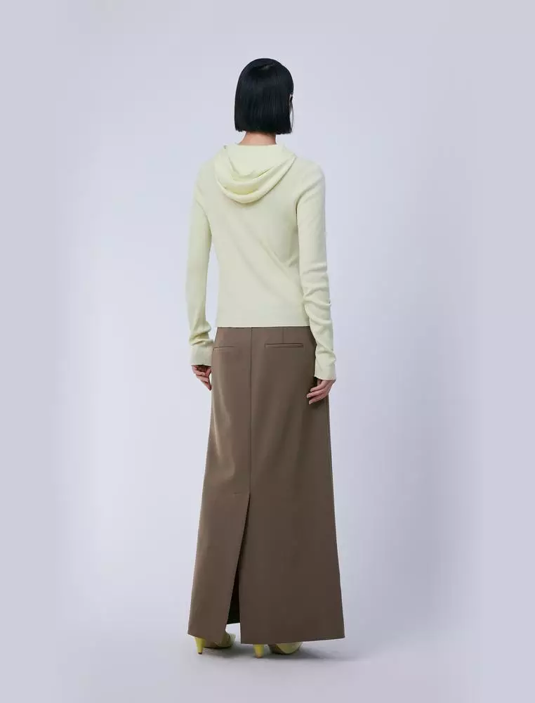 Straight Cut Wool Ultra Long Waist Skirt