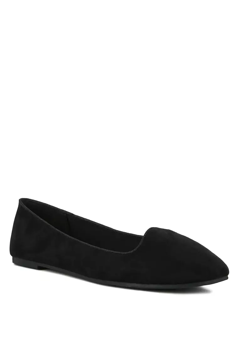 Black Microfiber Casual Ballerinas