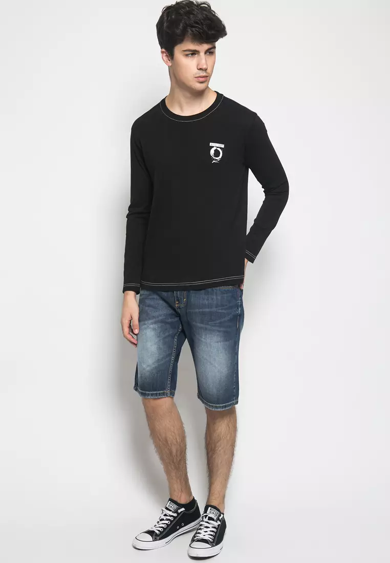 Johnwin Slim Fit - Kaos Casual - Sablon Belakang - Lengan Panjang