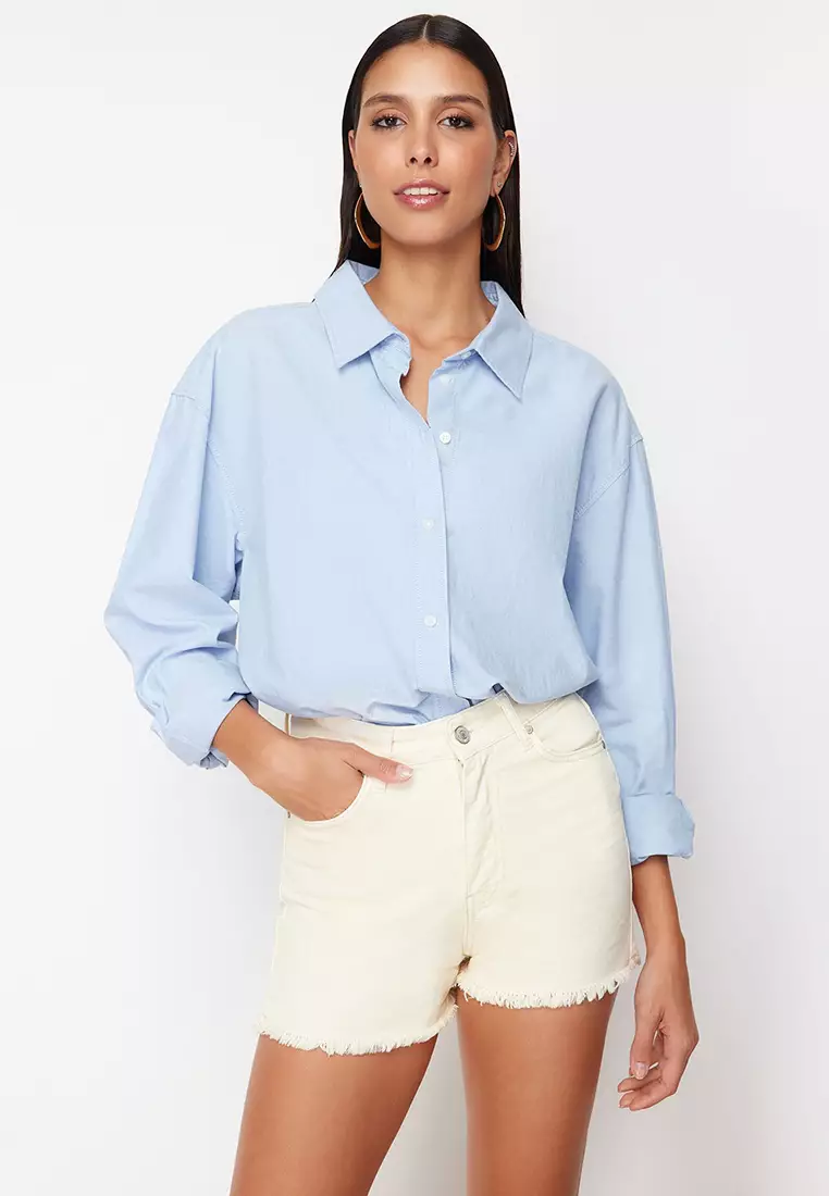 Denim Shorts with Ripped Detail