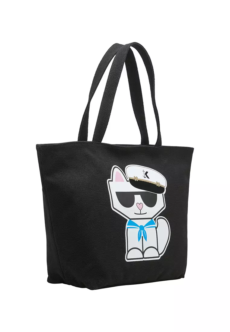 Karl Lagerfeld Cannes Canvas Tote - Black White