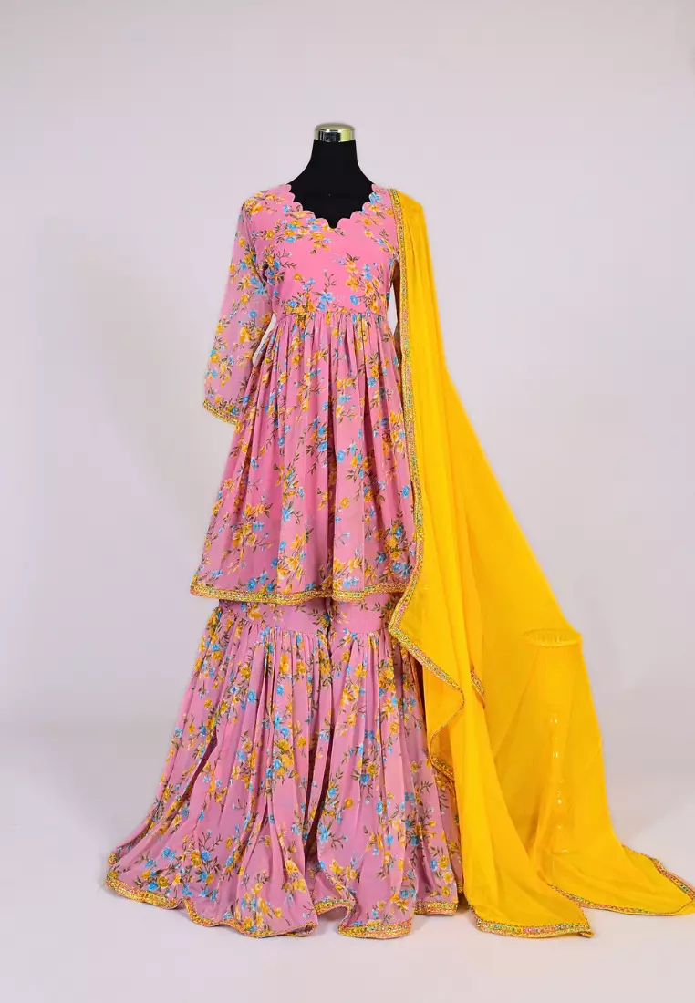 Buy Yeshan Sarees Daisy Pink Georgette Digital Print Kurti