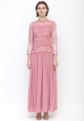 Aurelia Pleated Long Dress Pink