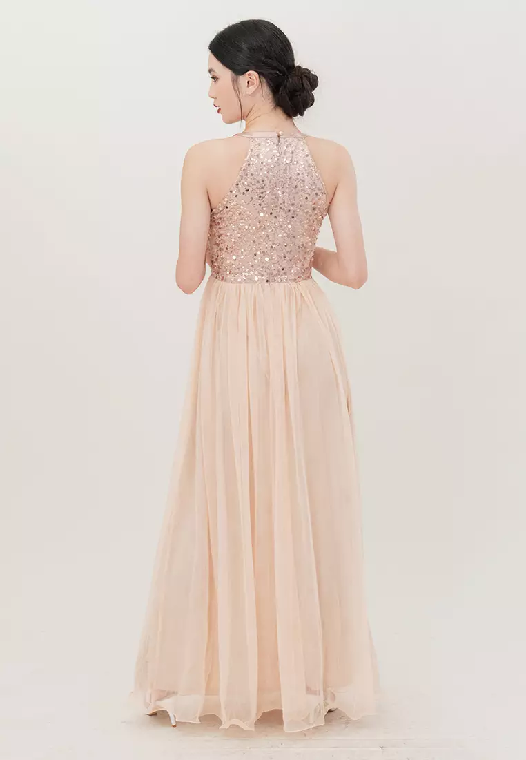 网纱长款晚礼服