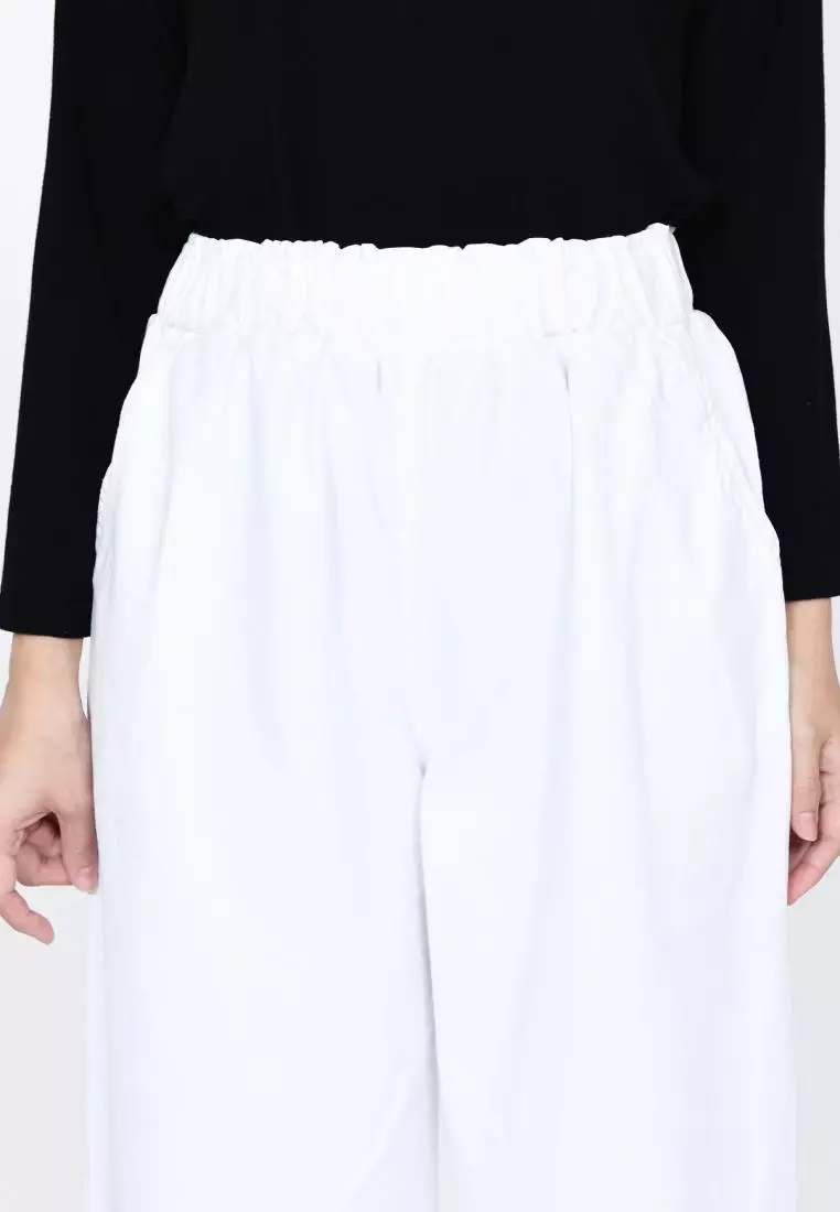 Denim Palazzo Kelly (Celana Kulot Bawah Lebar) Putih