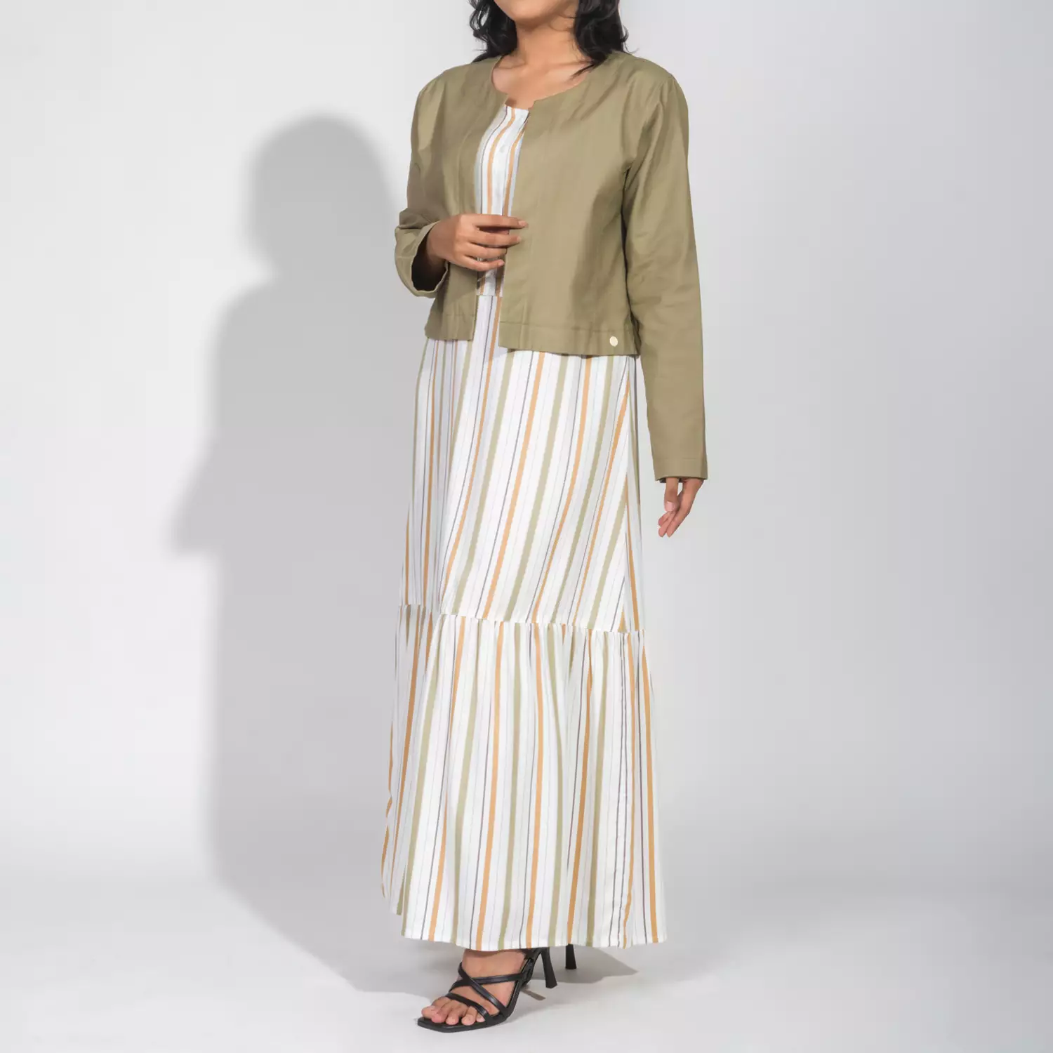 C2 Vionix Green Set Pieces Dress Wanita