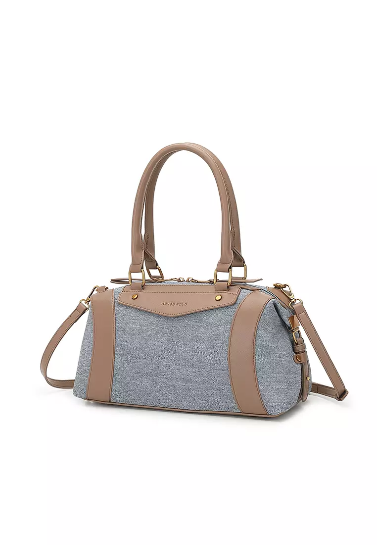 Women's Top Handle Bag / Sling Bag / Crossbody Bag / Shoulder Bag (Tas Tangan Wanita / Tas Selempang Wanita / Tas Bahu Wanita) - Biru / Cokelat