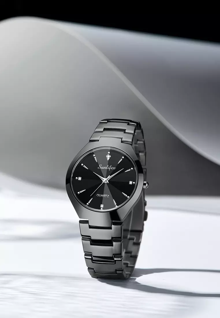 Jam Tangan Pria 9090 Kuarsa Klasik Bisnis Pria Tali Stainless Steel Jam Tangan Cowok Original allblack